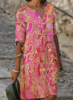 Load image into Gallery viewer, Casual Floral Tunic V-Neckline A-line Dress
