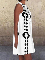 Load image into Gallery viewer, Black 1960's Geometric Pattern Pockets A-Line Retro Printed Casual Dresses
