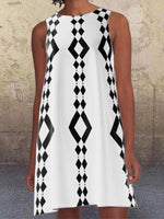 Load image into Gallery viewer, Black 1960's Geometric Pattern Pockets A-Line Retro Printed Casual Dresses
