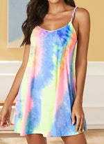 Load image into Gallery viewer, Casual Color Block Tunic Camisole Neckline Shift Dress
