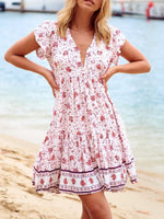 Cargar imagen en el visor de la galería, Bohemian style V-Neck Floral Dresses
