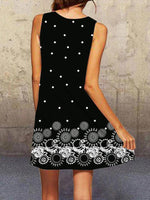 Load image into Gallery viewer, Black Crew Neck A-Line Polka Dots Sleeveless Dresses
