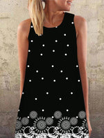Load image into Gallery viewer, Black Crew Neck A-Line Polka Dots Sleeveless Dresses
