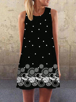 Load image into Gallery viewer, Black Crew Neck A-Line Polka Dots Sleeveless Dresses
