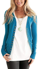 Cargar imagen en el visor de la galería, 2020 solid color V-neck long-sleeved cardigan
