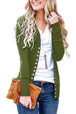 Cargar imagen en el visor de la galería, 2020 solid color V-neck long-sleeved cardigan
