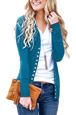 Cargar imagen en el visor de la galería, 2020 solid color V-neck long-sleeved cardigan
