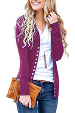 Cargar imagen en el visor de la galería, 2020 solid color V-neck long-sleeved cardigan
