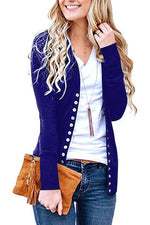 Cargar imagen en el visor de la galería, 2020 solid color V-neck long-sleeved cardigan
