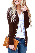 Cargar imagen en el visor de la galería, 2020 solid color V-neck long-sleeved cardigan
