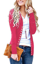 Cargar imagen en el visor de la galería, 2020 solid color V-neck long-sleeved cardigan
