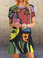 Load image into Gallery viewer, Casual A-Line Short Sleeve Abstract Dresses
