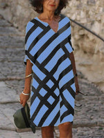 Cargar imagen en el visor de la galería, Casual V Neck Geometric Long Sleeve Dresses
