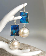 Cargar imagen en el visor de la galería, Blue Ocean Stone Pearls Earrings
