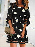 Load image into Gallery viewer, Black A-Line Floral Printed Casual Holiday Dresses
