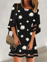 Load image into Gallery viewer, Black A-Line Floral Printed Casual Holiday Dresses
