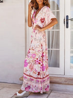 Load image into Gallery viewer, Boho Beach Printed High Waist Maxi Dress
