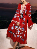 Load image into Gallery viewer, Boho Large Size  Tassel Floral Dress
