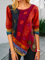 Load image into Gallery viewer, Abstract Long Sleeve Vintage Shift Shirts &amp; Tops
