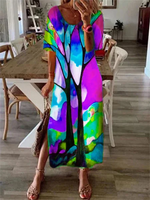 Load image into Gallery viewer, Blue Half Sleeve Casual Dress
