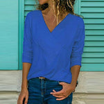 Load image into Gallery viewer, Brief V Neck Long Sleeve Plain Casual T-Shirts
