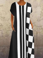 Load image into Gallery viewer, Black Casual A-Line Short Sleeve Dresses
