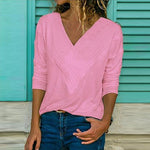 Load image into Gallery viewer, Brief V Neck Long Sleeve Plain Casual T-Shirts
