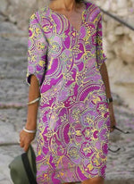 Load image into Gallery viewer, Casual Floral Tunic V-Neckline A-line Dress
