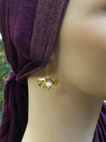 Load image into Gallery viewer, Baroque Pearls Embellished Ginkgo Leaf Earrings
