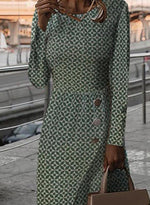 Load image into Gallery viewer, Casual Geometric Pencil Round Neckline Sheath Dress
