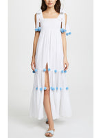 Load image into Gallery viewer, Bow Tie Strap High Slit Vacation Maxi Dress
