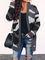 Load image into Gallery viewer, Camouflage Mid-length Knitted Cardigan
