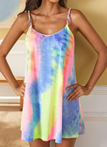 Load image into Gallery viewer, Casual Color Block Tunic Camisole Neckline Shift Dress
