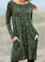 Load image into Gallery viewer, Casual Floral Tunic Round Neckline Shift Dress
