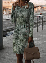 Load image into Gallery viewer, Casual Geometric Pencil Round Neckline Sheath Dress
