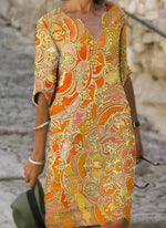 Load image into Gallery viewer, Casual Floral Tunic V-Neckline A-line Dress

