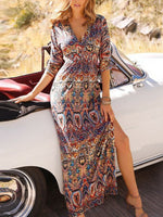 Load image into Gallery viewer, Boho Printing Knitting Maxi Dress
