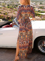 Load image into Gallery viewer, Boho Printing Knitting Maxi Dress
