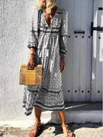 Load image into Gallery viewer, Bohemia V-Neck Paisley Maxi Dress
