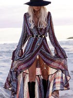 Load image into Gallery viewer, Bohemian V-Neck Printing Maxi Dress
