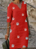 Load image into Gallery viewer, Casual Floral Shirt V-Neckline A-line Dress
